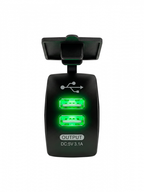 Гнездо розетка USB с зеленой подсветкой 12-24В TDS TS-CAU46